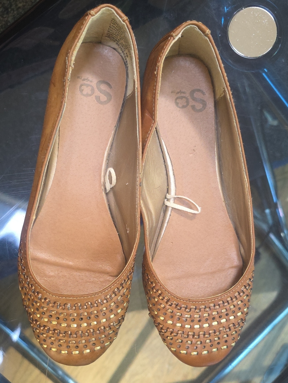 SO Brown Studded Ballet Flats